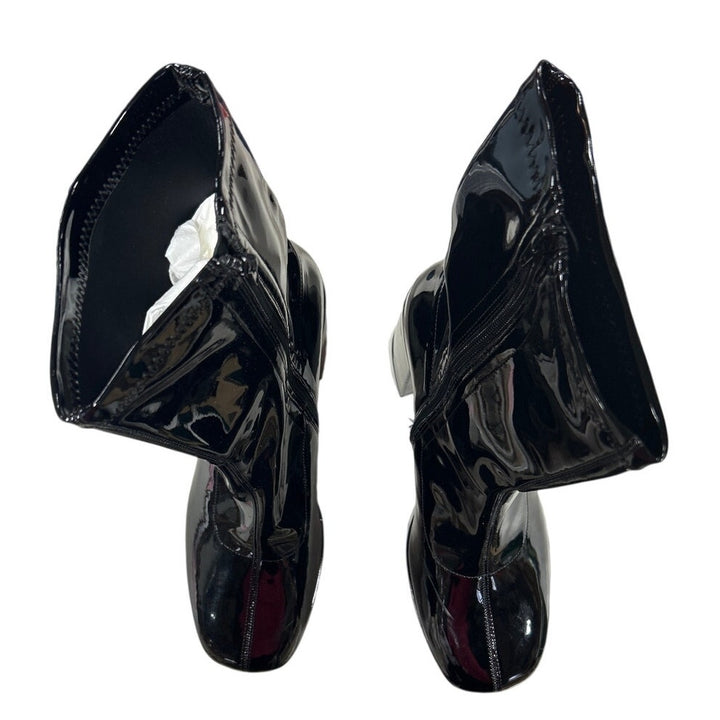Dream Pairs Womens Size 11 Black Patent Leather 4" Block Heel Zip Ankle Boots