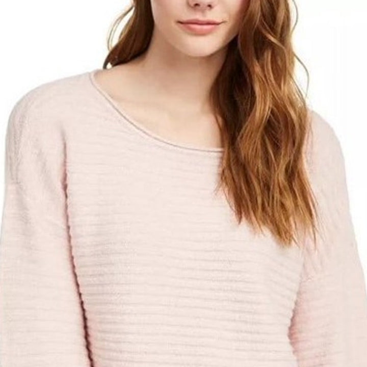 NWT New Pink Rose Juniors Large Scoop Neck Super Soft Ribbed PolyBlend Sweater