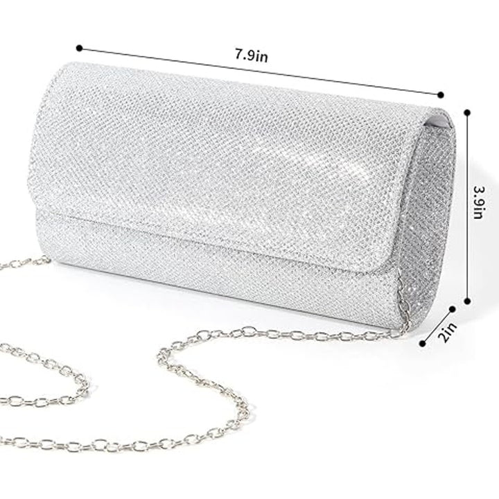 lovyoCoCo Silver Glitter Evening Bag Clutch Purses Sparkling Party Handbag