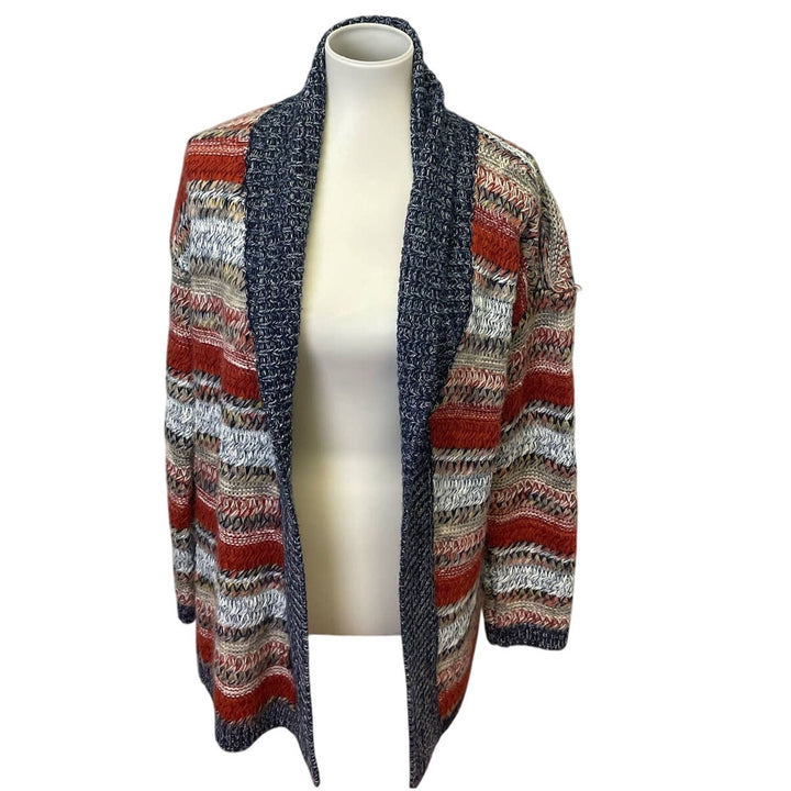 Mystree Medium Acrylic Polyester Wool Blend Striped Open Cardigan Knit Sweater