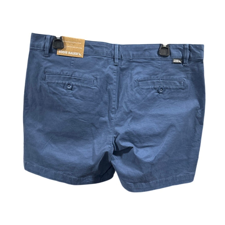 New Eddie Bauer Womens Navy Blue Boyfriend Midrise Willit Stretch Cotton Shorts