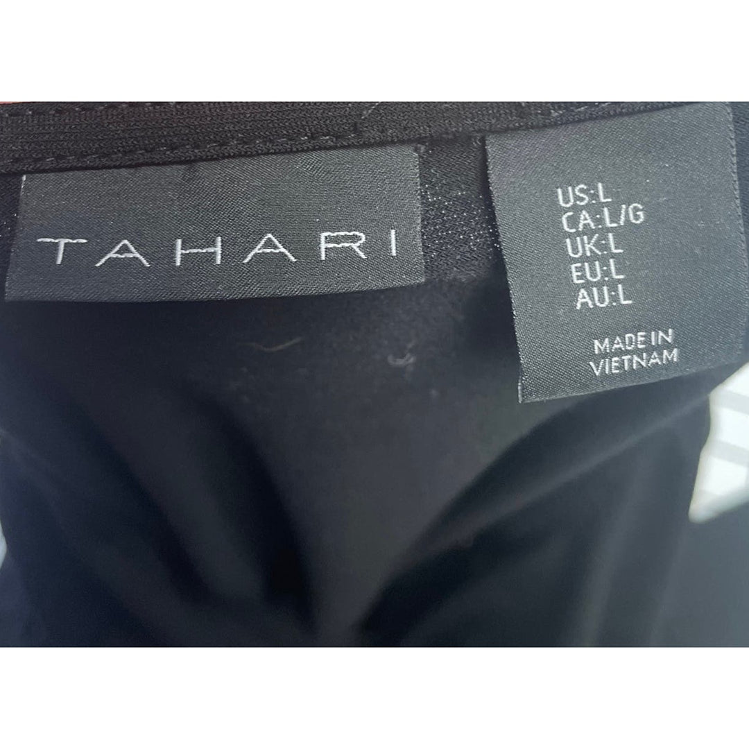 Tahari Womens Large Long Sleeve Flowy Polyester Blend V-Neck Basic Top Blouse