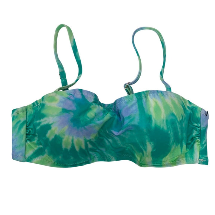New Shade &amp; Shore Womens 32B Green Tie Dye Underwire Bikini Swim Top ONLY
