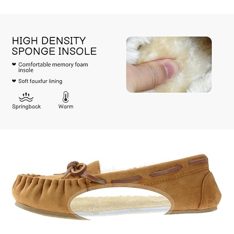 Fibure Womens Size 9 Brown Faux Suede Moccasin Indoor Outdoor House Slippers