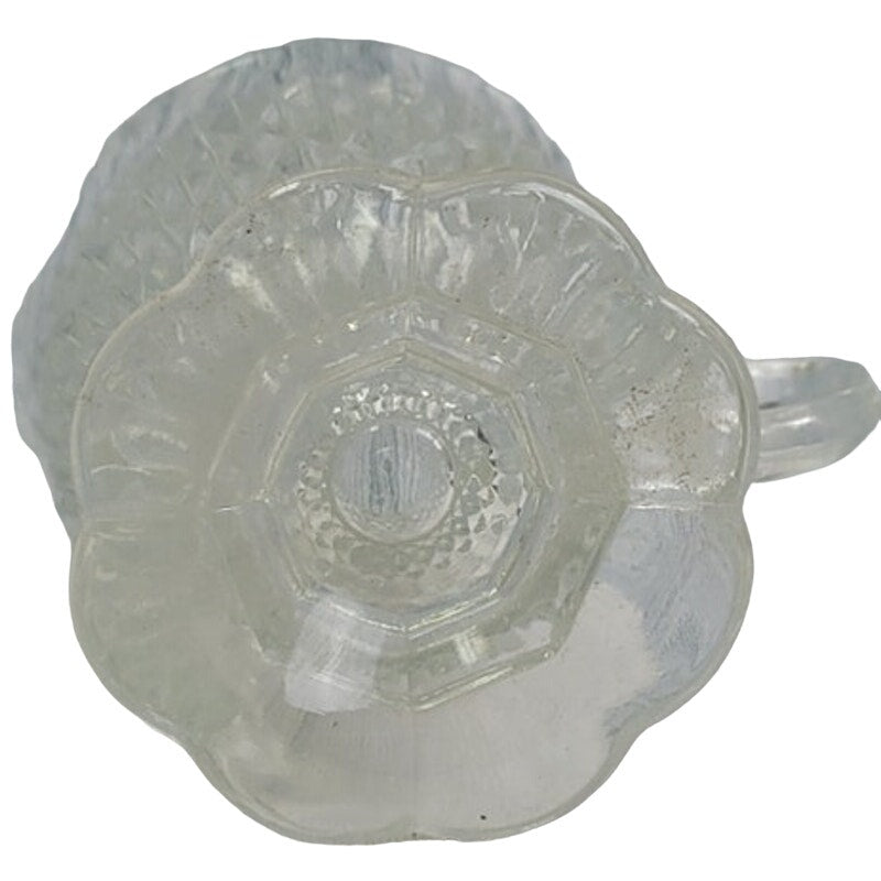 3 Vintage Cut Clear Diamond Pattern Glass Mug Plate Ashtray Mismatched Set