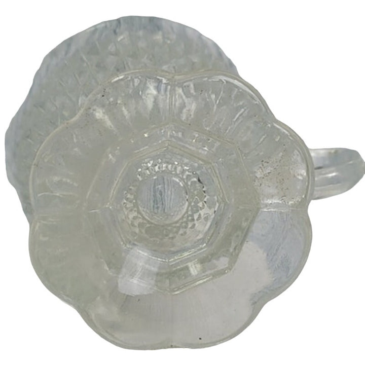 3 Vintage Cut Clear Diamond Pattern Glass Mug Plate Ashtray Mismatched Set