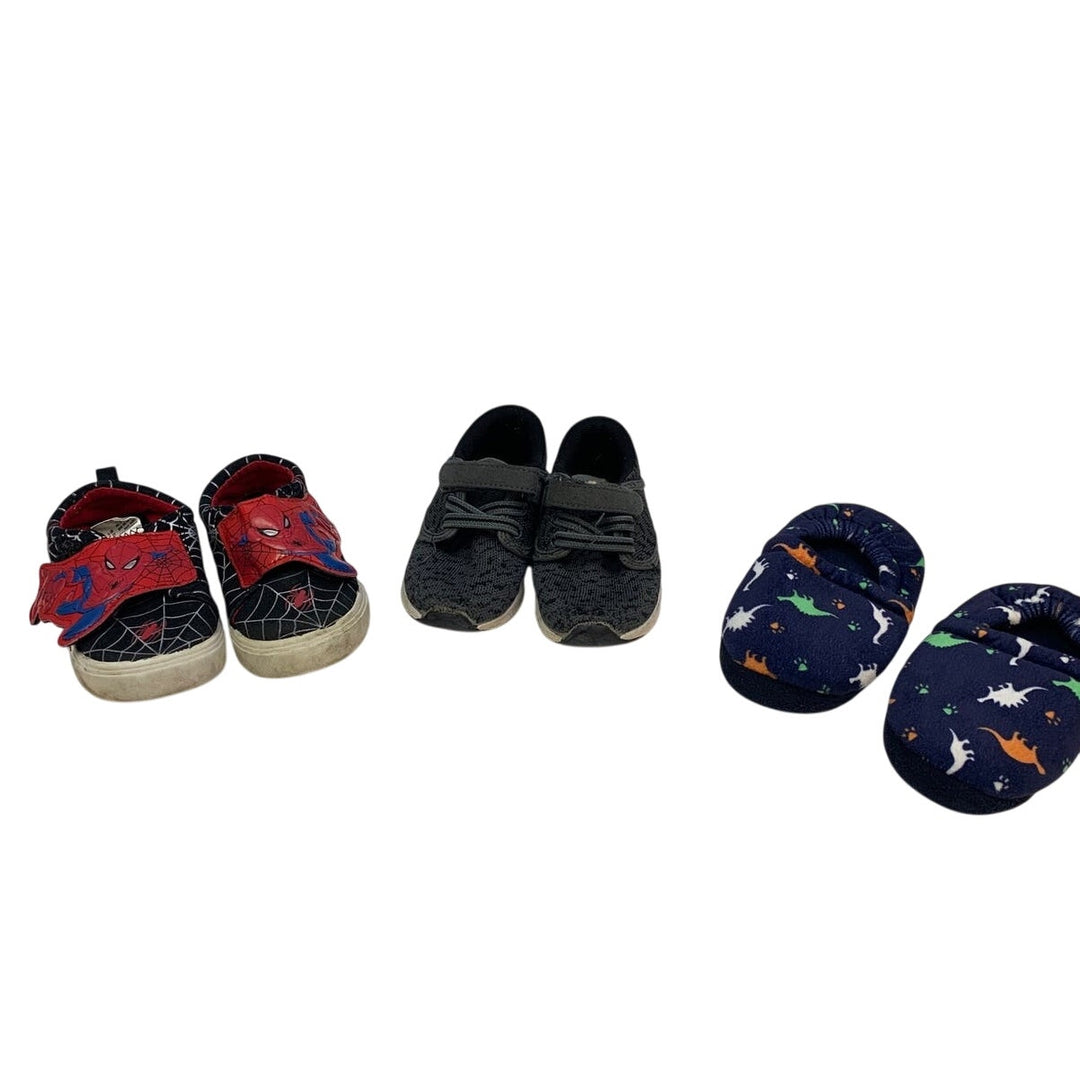 Spiderman Cat &amp; Jack Boys 7/8 Tennis Athletic Hook &amp; Loop Shoes Dino Slippers