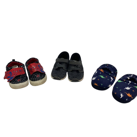 Spiderman Cat & Jack Boys 7/8 Tennis Athletic Hook & Loop Shoes Dino Slippers