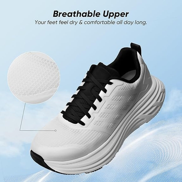Nortiv 8 Womens Size 8.5 White Black Sneakers Lace Up Round Toe Tennis Shoes