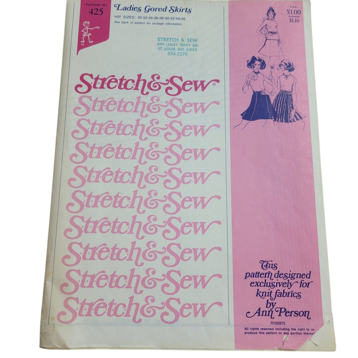 Vintage 1967 Stretch &amp; Sew 425 Ladies Gored Skirts Uncut Sewing Pattern