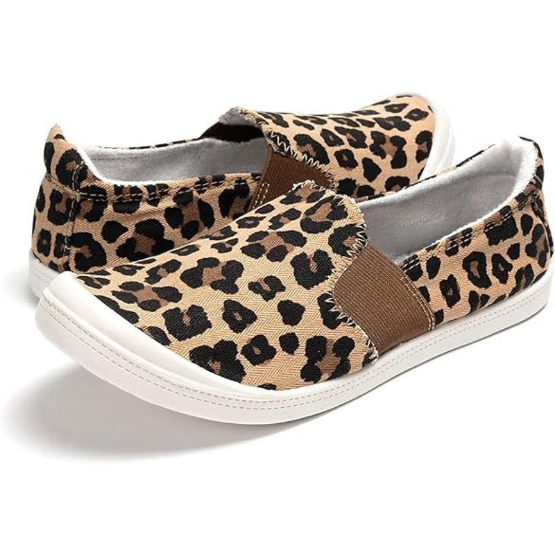 Funky Monkey Women Size 11 Tan Leopard Spot Slip On Low Top Canvas Sneaker Shoes