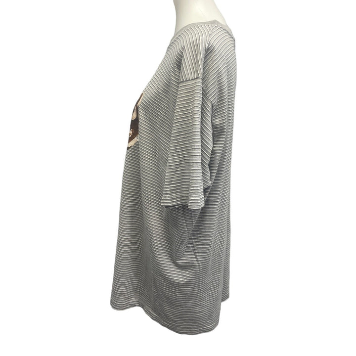 Hand Printed Upcycled Mens XL Woody Pine Cone Short Sleeve Crew Neck Tee Shirt