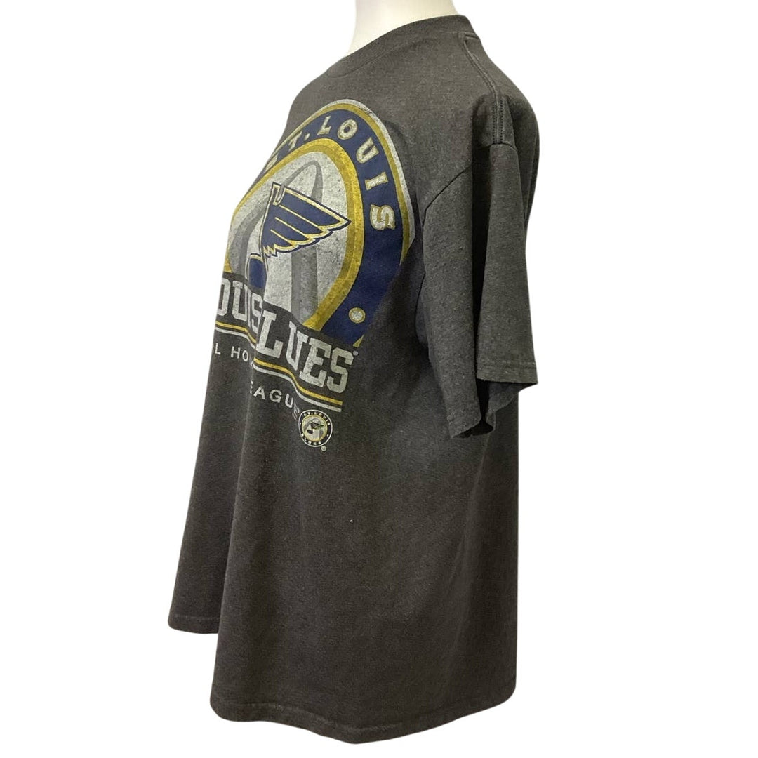 Majestic NHL Mens Large St Louis Blues Hockey Short Sleeve Crew Neck Tee Shirt