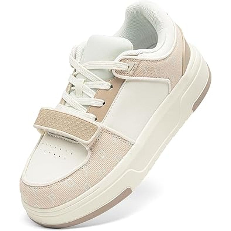 Dream Pairs Womens Size 6.5 White Pink Lace Up Hook Loop Platform Sneakers Shoes
