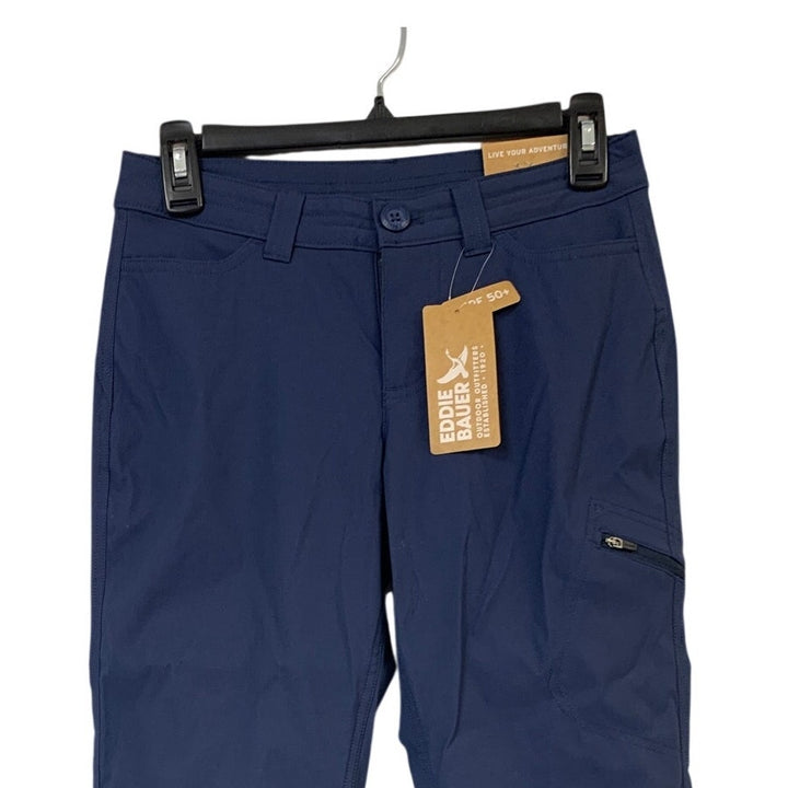 New Eddie Bauer Womens Navy Blue UPF 50+ Rainier Mid Rise Capris w Pockets