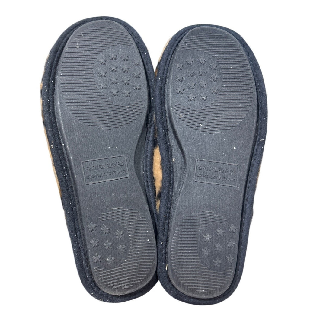 SnugLeaves Womens Size 9/10 Brown Leopard Spot Slide On Memory Foam Slippers