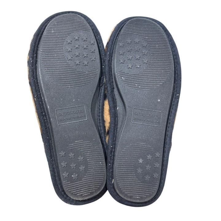 SnugLeaves Womens Size 9/10 Brown Leopard Spot Slide On Memory Foam Slippers