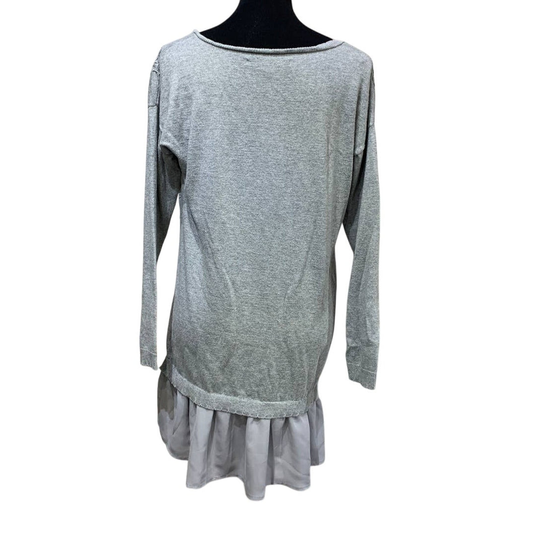 Lauren Conrad Womens Medium Cotton Blend VNeck Long Sleeve Ruffled Sweater Dress