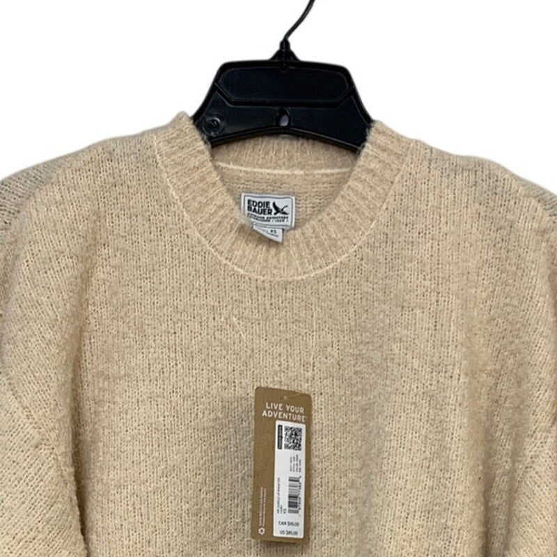New Eddie Bauer Womens XS Long Sleeve Pullover Knit Ivory Cuddle Up Sweater