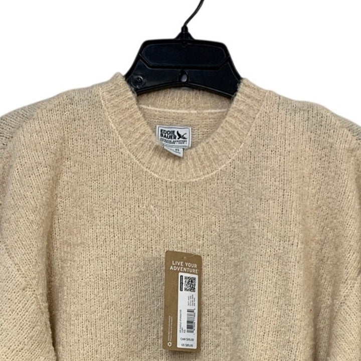 New Eddie Bauer Womens XS Long Sleeve Pullover Knit Ivory Cuddle Up Sweater