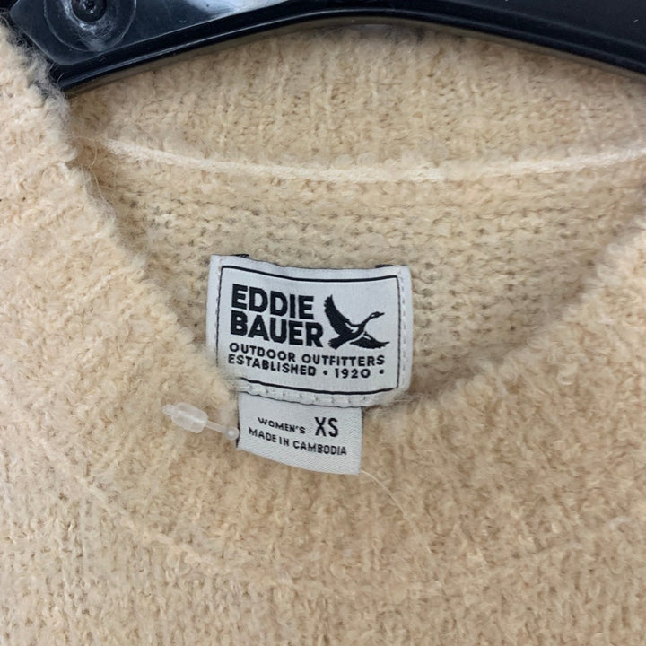 New Eddie Bauer Womens XS Long Sleeve Pullover Knit Ivory Cuddle Up Sweater