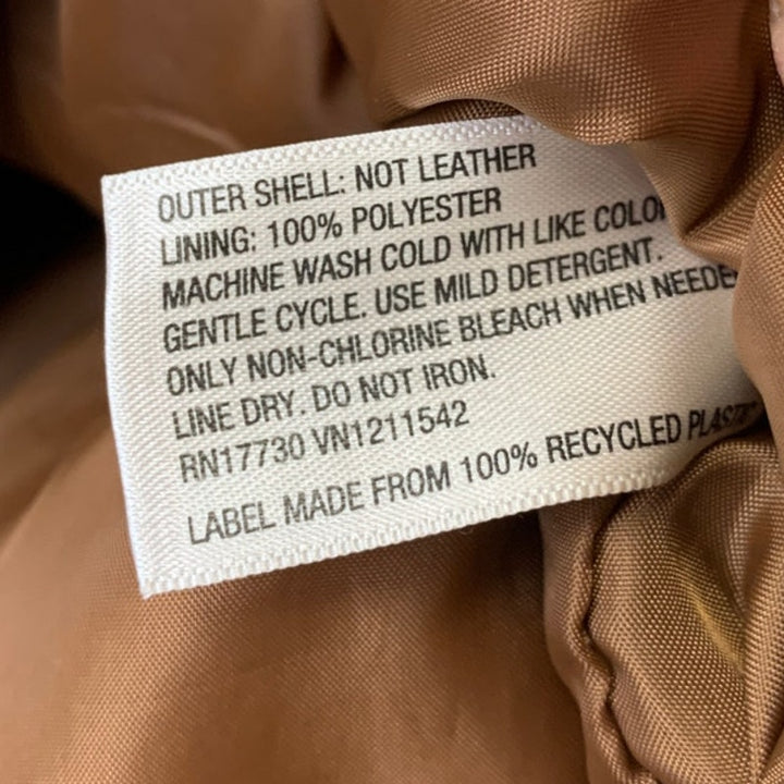 Universal Thread Womens Medium Brown Faux Leather Long Sleeve Cropped Jacket