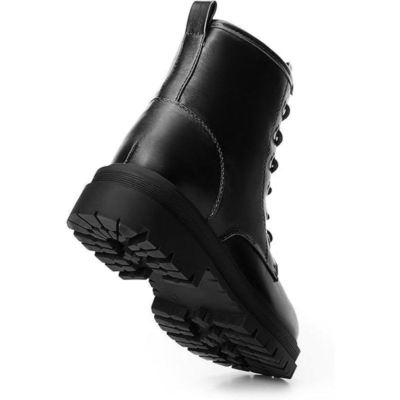Dream Pairs Womens Size 9.5 Black Faux Leather Lace Up Lug Sole Combat Boots