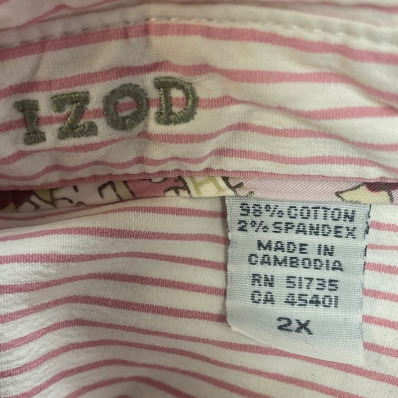 Lot of 2 Izod Womens Plus Size 2X Long Sleeve Button Down Collared Shirts