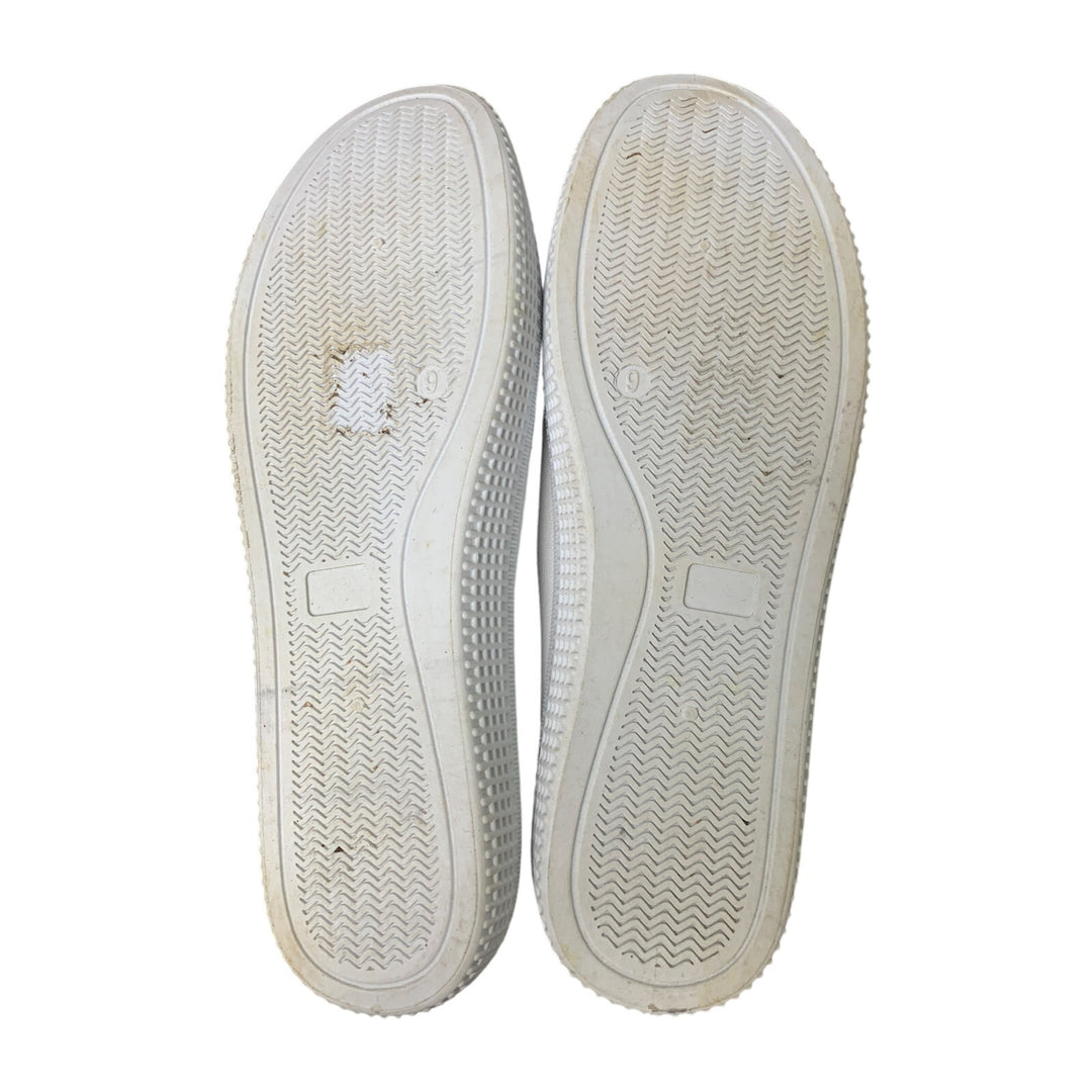 Supkicks Womens Size 9 Basic White Gold Accent Slip on Canvas Sneakers Shoes