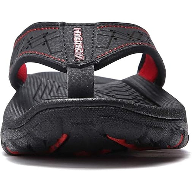 Hobibear Mens Size 11 Black Red Thong Slide On Cushioned Flip Flop Sandal Shoes