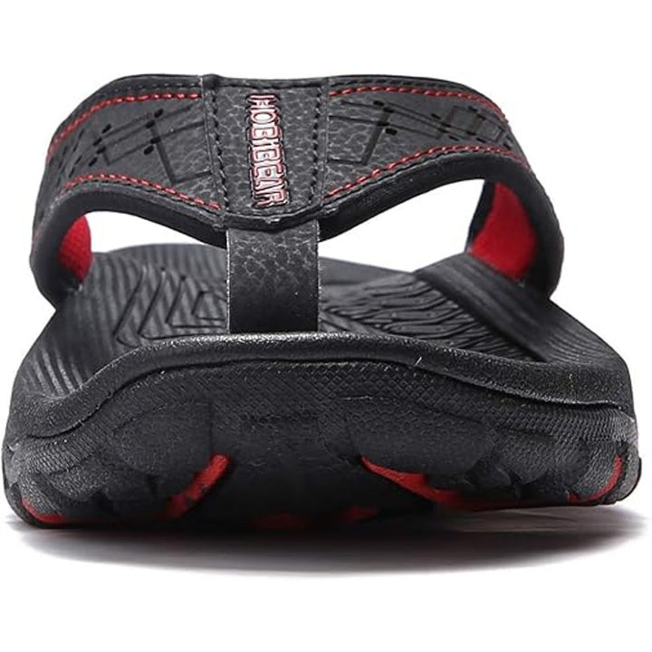 Hobibear Mens Size 11 Black Red Thong Slide On Cushioned Flip Flop Sandal Shoes