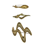 3 Vintage 1990s Gold Toned Zig Zag Geometric Career Jacket Pins Brooches