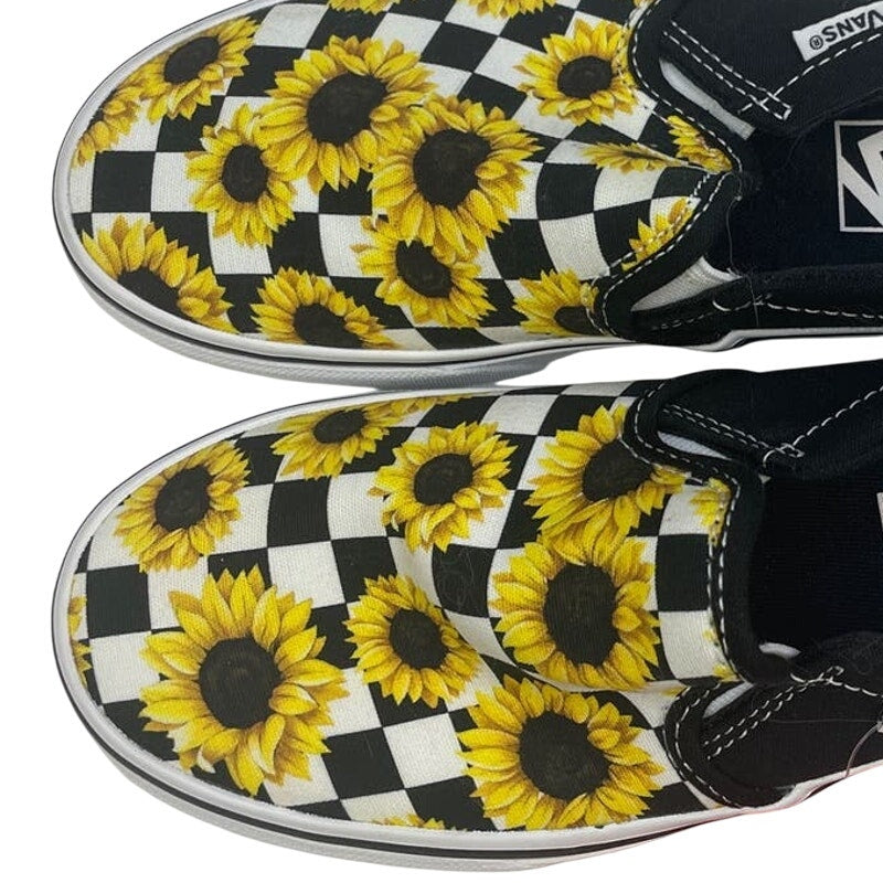 New In Box Vans Womens Size 5 Asher Sunflower Checker Slip On Loafer Shoes