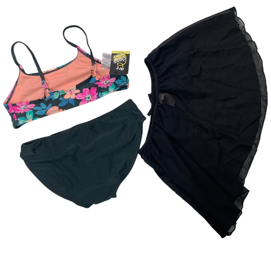 New Art Class Girls XL UPF 50+ Floral Bikini w Swim Skirt 3PC Swimsuit Set
