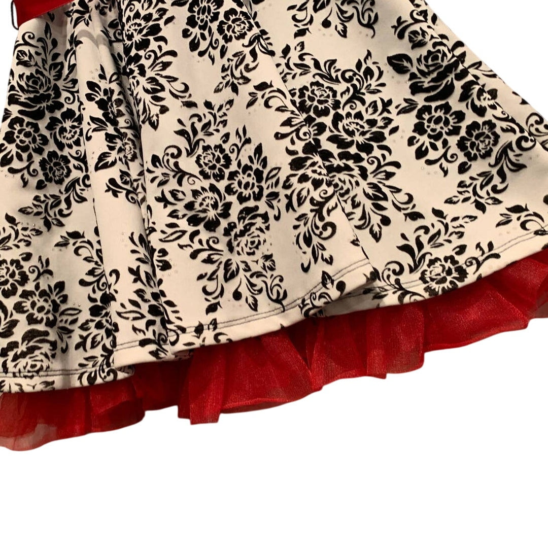 Knitworks Girls 4T Sleeveless Black White Floral Easter Spring Wedding Dress