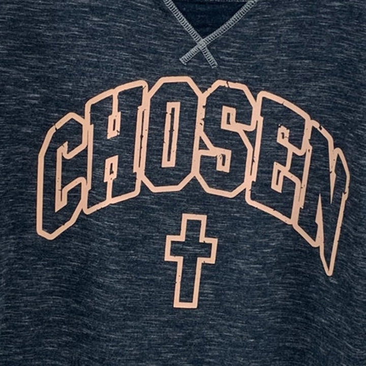 Upcycled Hand Printed Womens Small Heathered Jesus Chosen Cross Light Sweatshirt