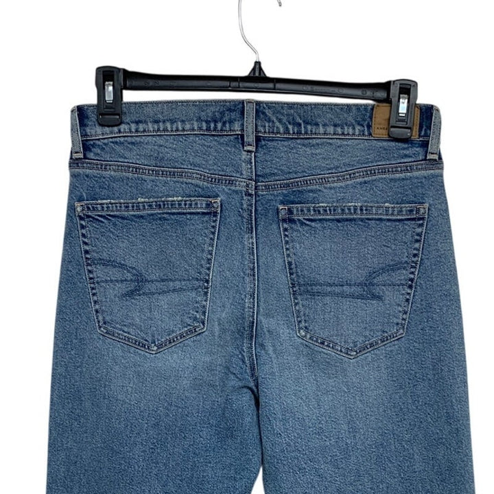 New American Eagle Womens 10 Super High Rise Ankle Straight Denim Blue Jeans