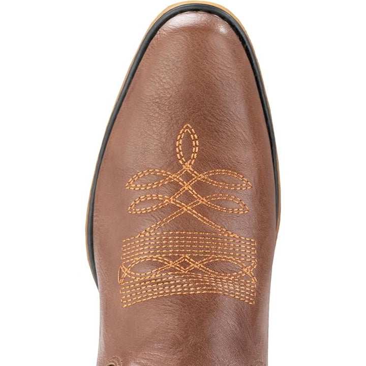 IUV Womens Size 8 Brown Faux Leather Embroidered 1.5" Heel Cowboy Boot Shoes