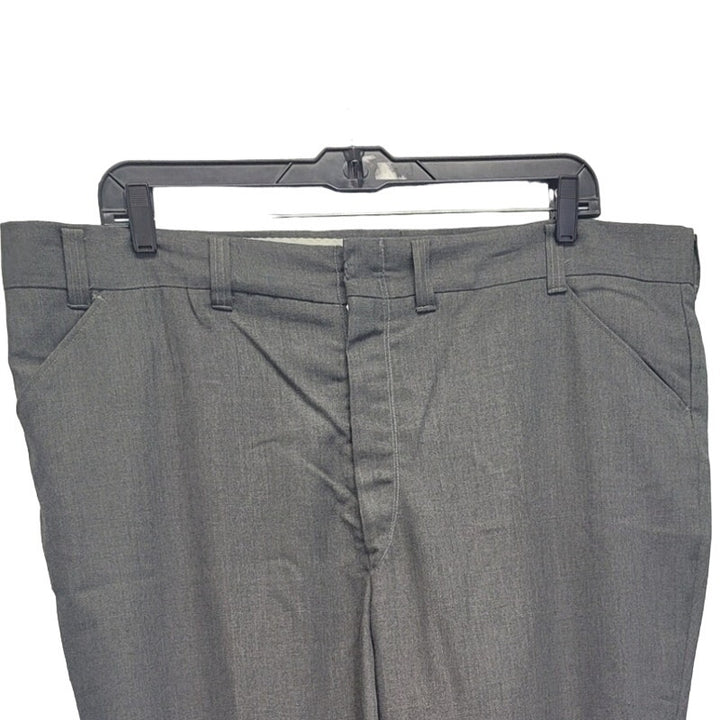 Mens 46X30 Gray Flat Front Multi Pocket Pants Hook Eye Closure Dress Pants