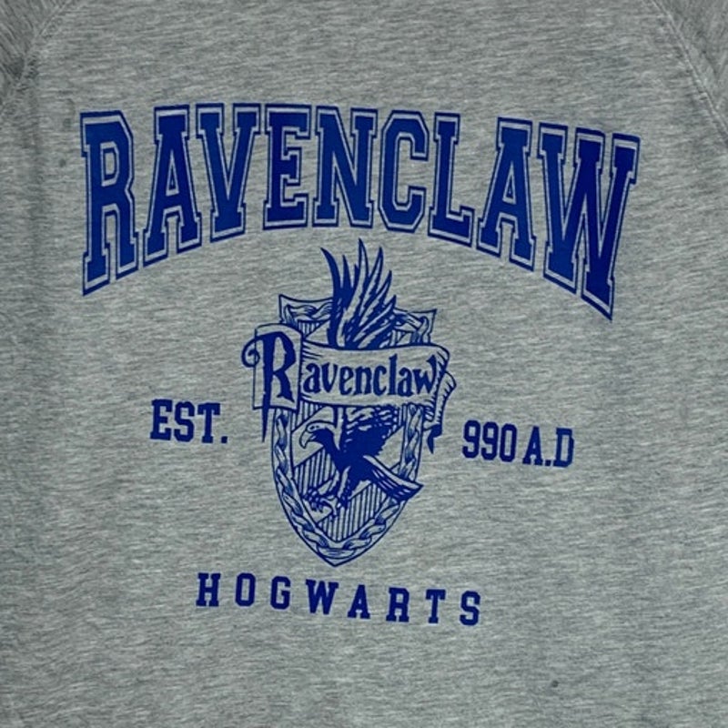 Upcycled Hand Printed Womens XL Ravenclaw Hogwarts Harry Potter Sweatshirt