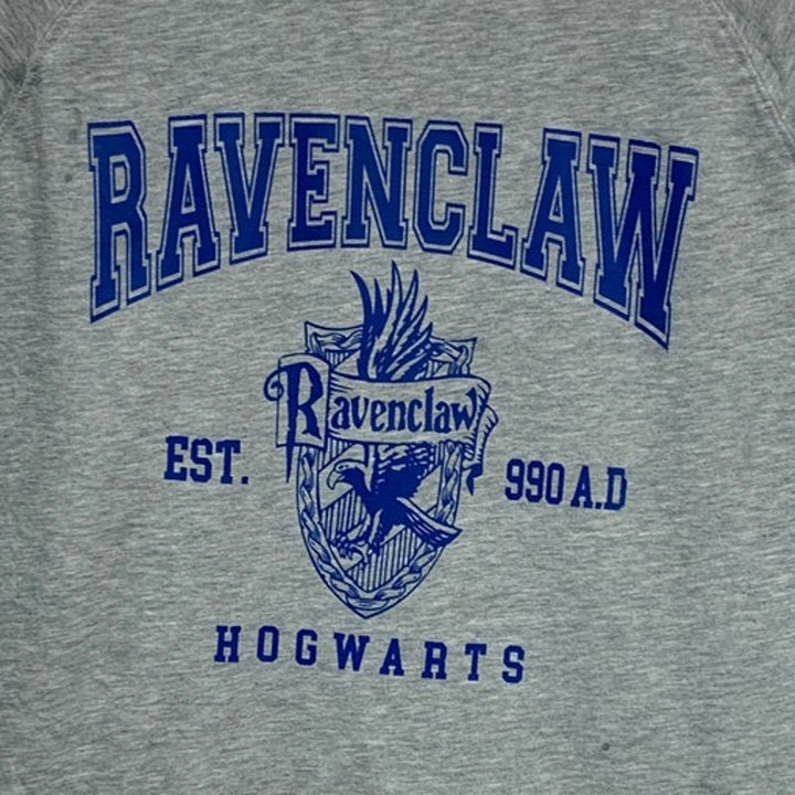Upcycled Hand Printed Womens XL Ravenclaw Hogwarts Harry Potter Sweatshirt