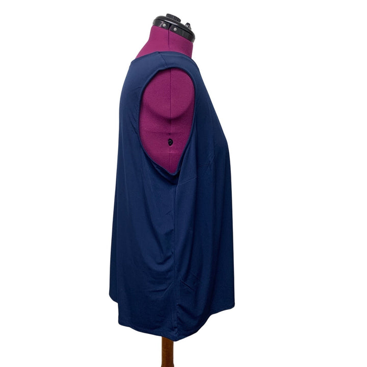 NWT New Catherines Womens Plus Size 2X Blue Washable Sleeveless Long Tunic Top