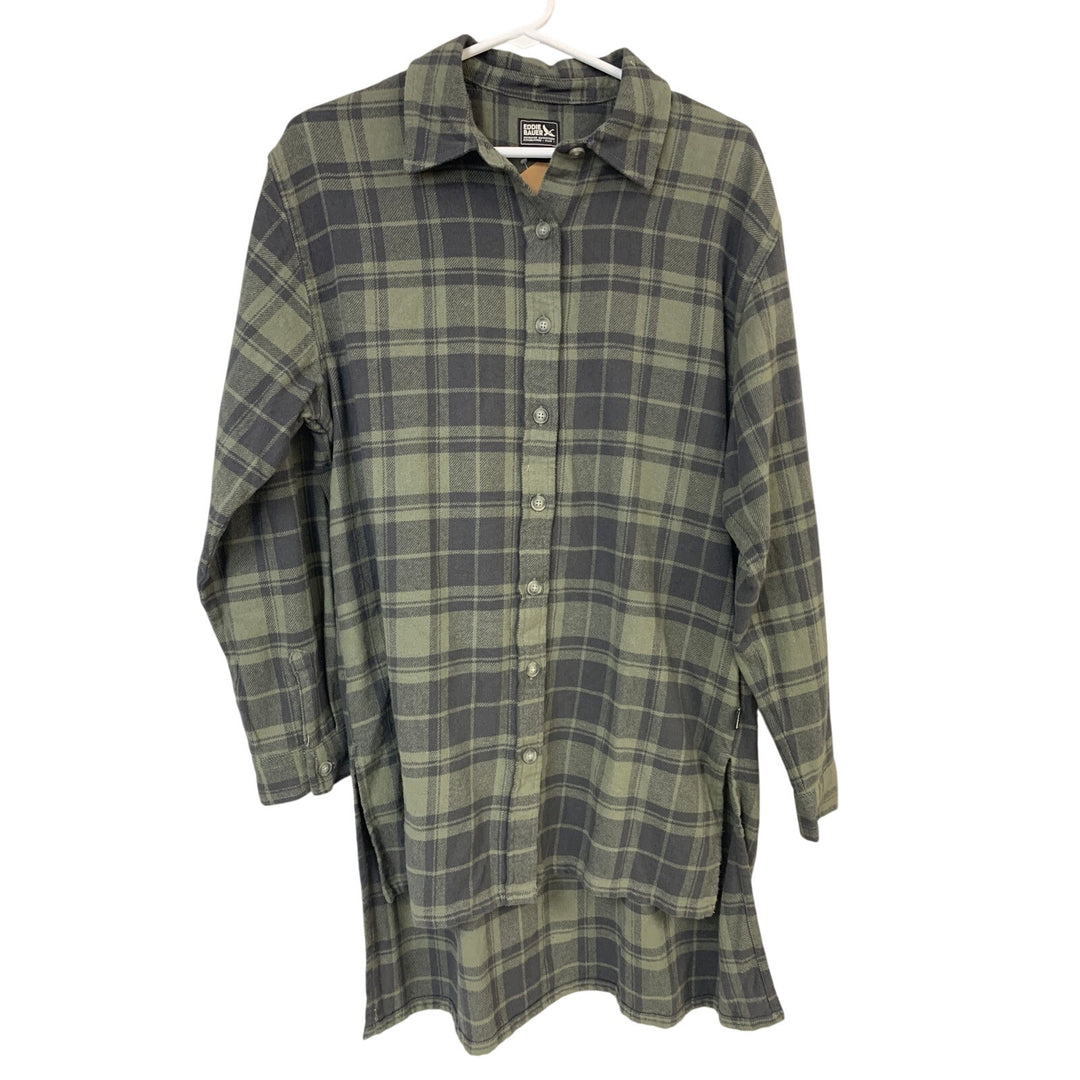 New Eddie Bauer Womens Small Green Ballard Exaggerated Tunic Button Up Shirt