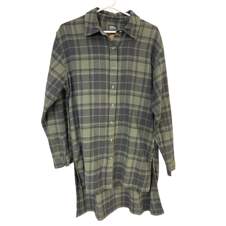New Eddie Bauer Womens Small Green Ballard Exaggerated Tunic Button Up Shirt