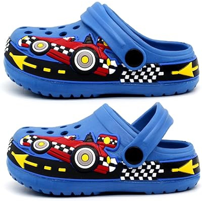 FolHaoth Toddler Boys Size 8.5 Blue Race Car Driver Slide On Clog Sandals
