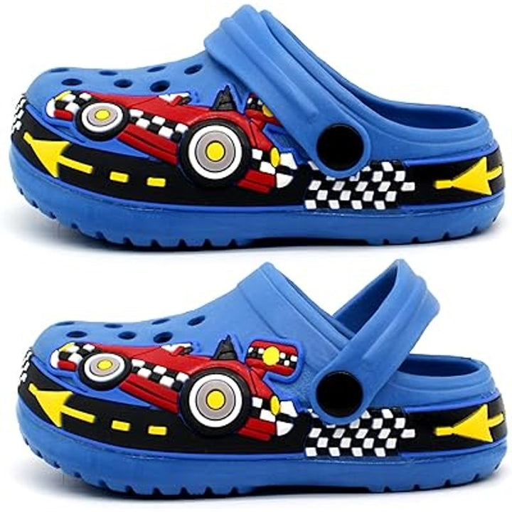 FolHaoth Toddler Boys Size 8.5 Blue Race Car Driver Slide On Clog Sandals