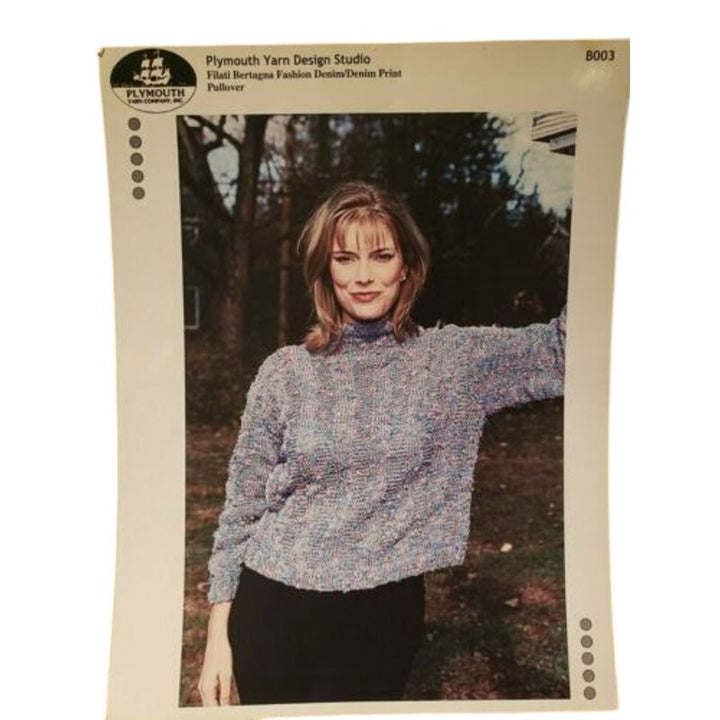 New Plymouth B003 Filati Bertagna Fashion Denim Print Pullover Knitting Pattern