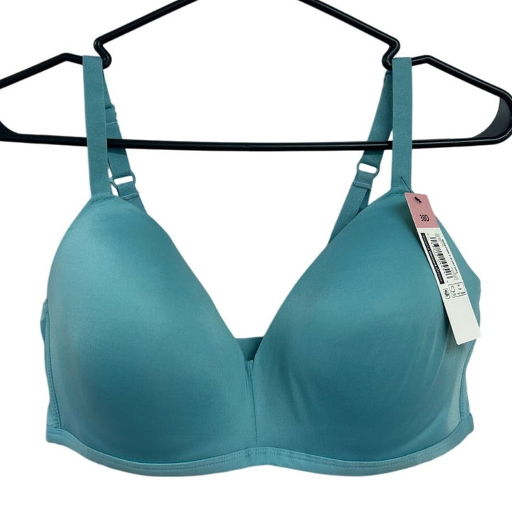 NWT New Kindly Womens Size 38D Blue Wire Free Adjustable Strap T Shirt Bra
