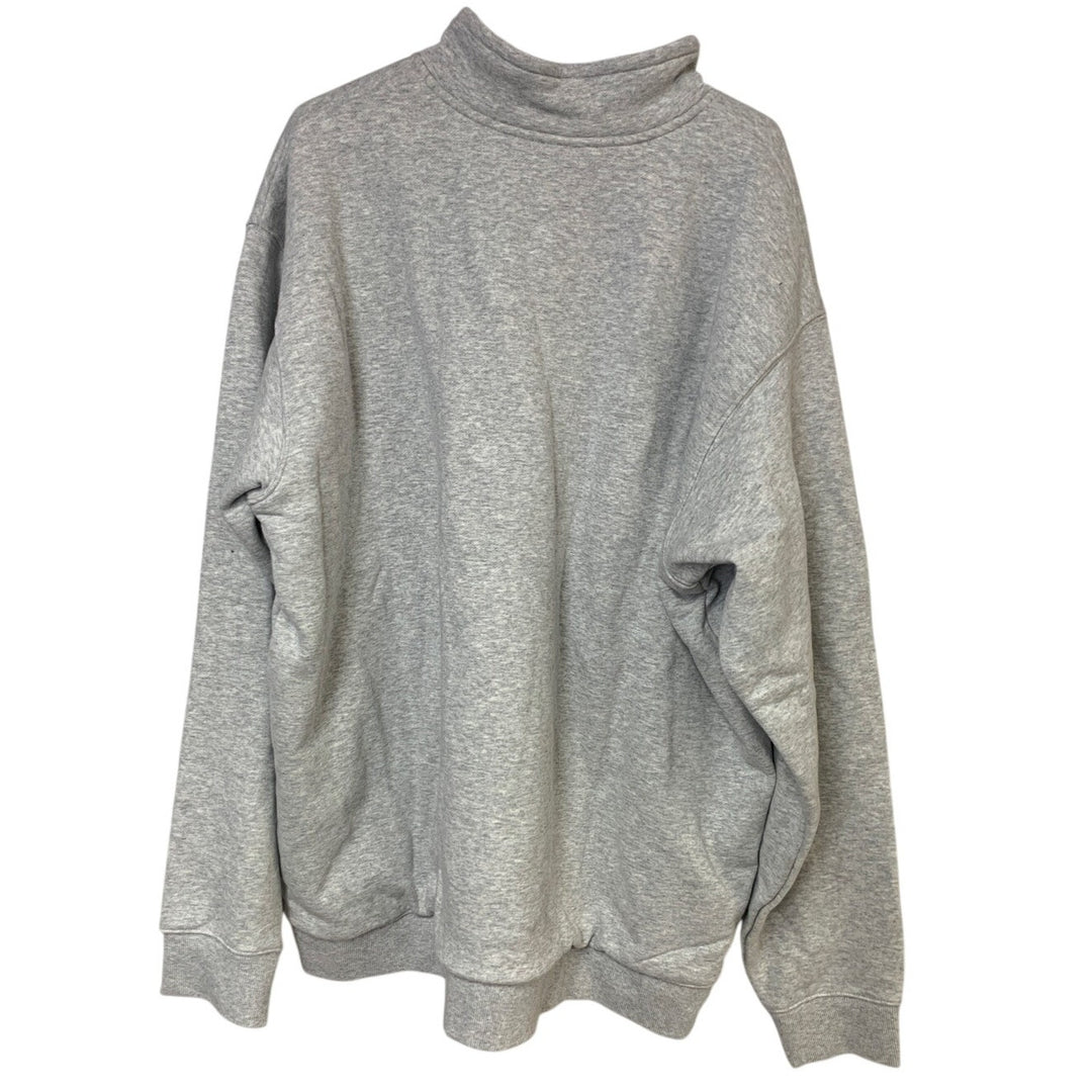 New Eddie Bauer Mens XXL Tall Grey Faux Sherpa Quarter Zip Pullover Sweatshirt