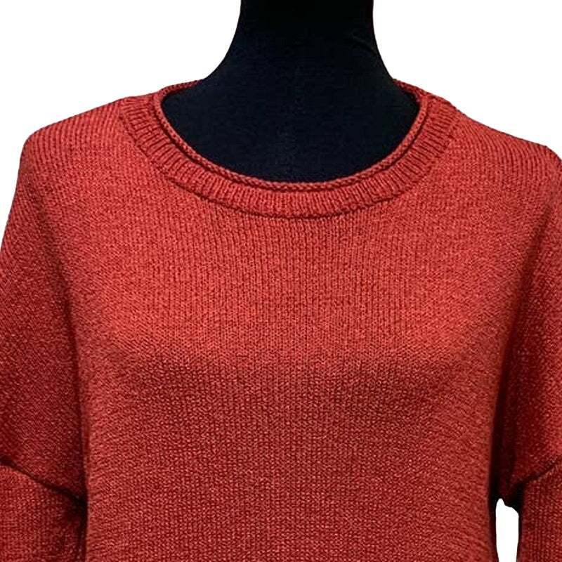 Womens XL Long Sleeve Tomato Red Lightweight Roll Collar Pullover Knit Sweater